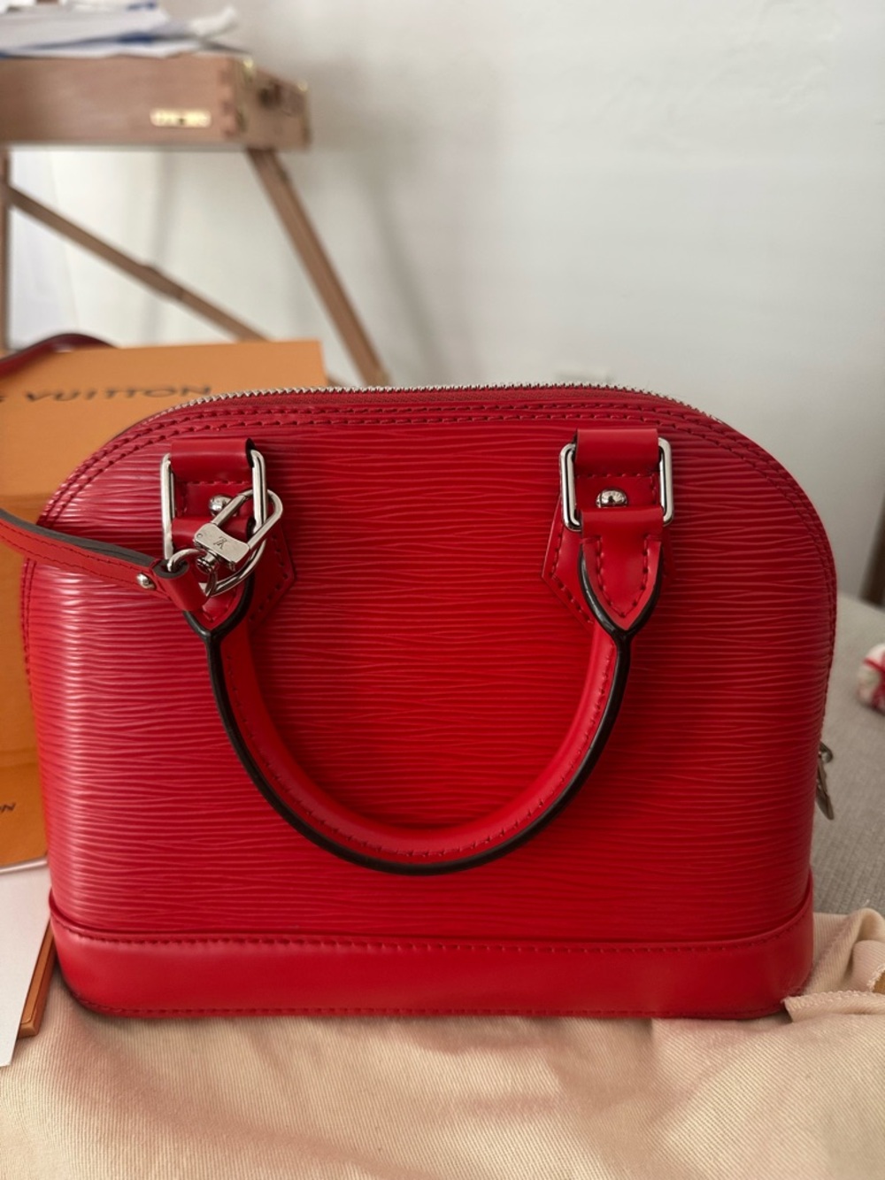 Louis Vuitton Red Epi Alma BB Satchel with Silver Hardware - Picture 2 of 6